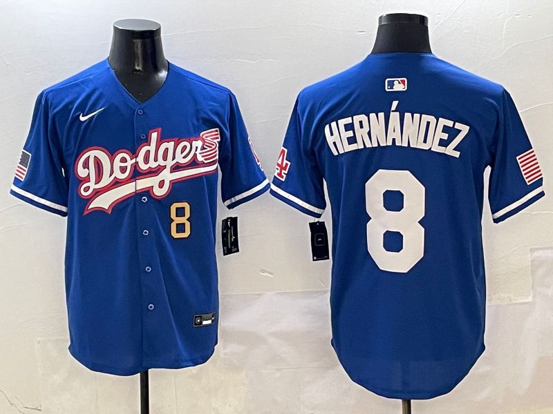 Men Los Angeles Dodgers #8 Hernandez Blue Second generation Joint Name Nike 2025 MLB Jersey style 4->los angeles dodgers->MLB Jersey